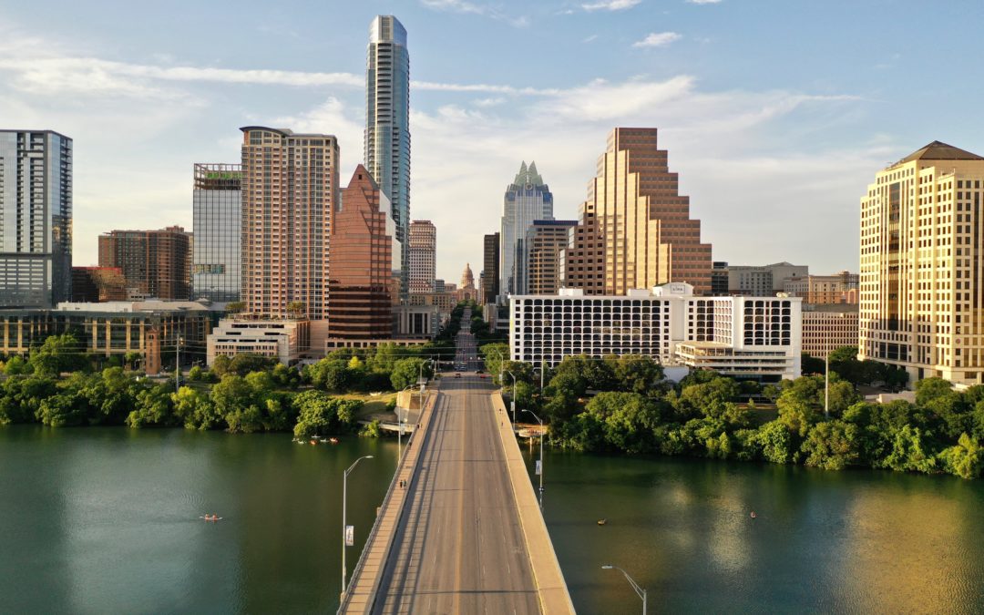 Skyline view of Austin, Texas where startup are moving to