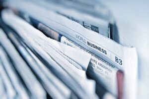 Newspapers rack for business news
