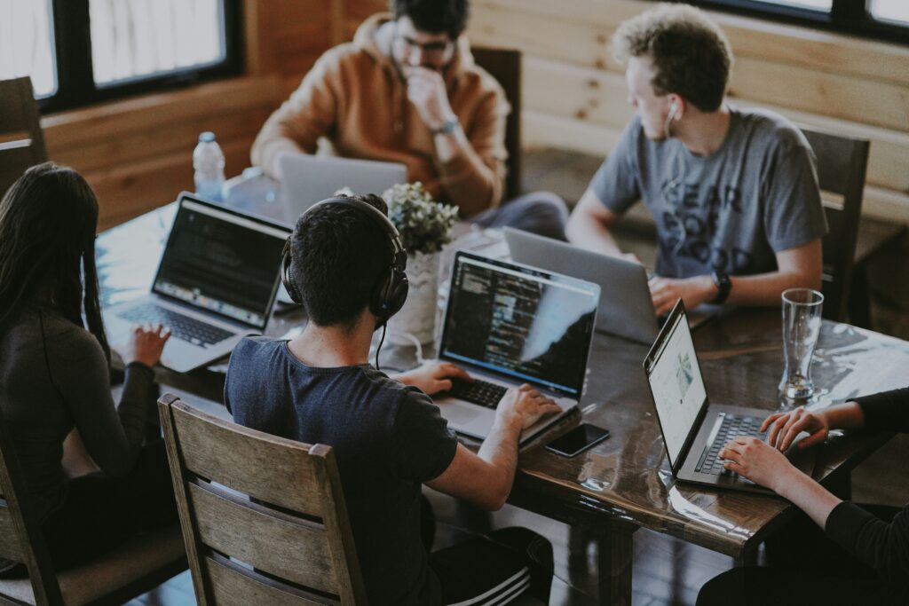 DevOps startup team in a conference room