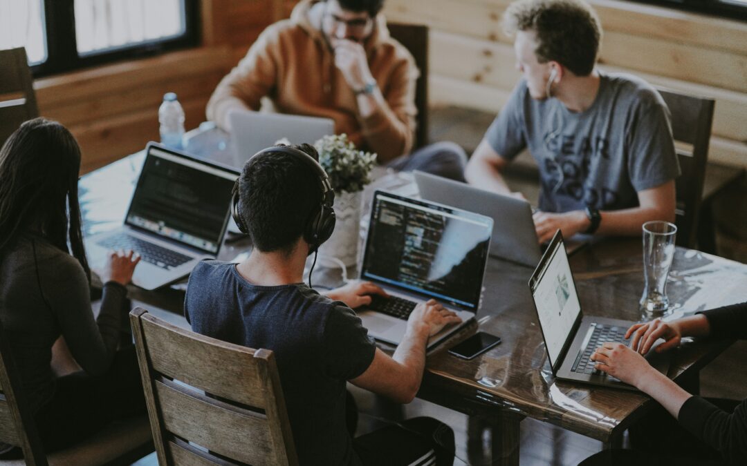 DevOps startup team in a conference room